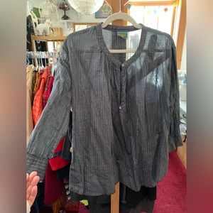 Cool chambray blouse with silver stripe